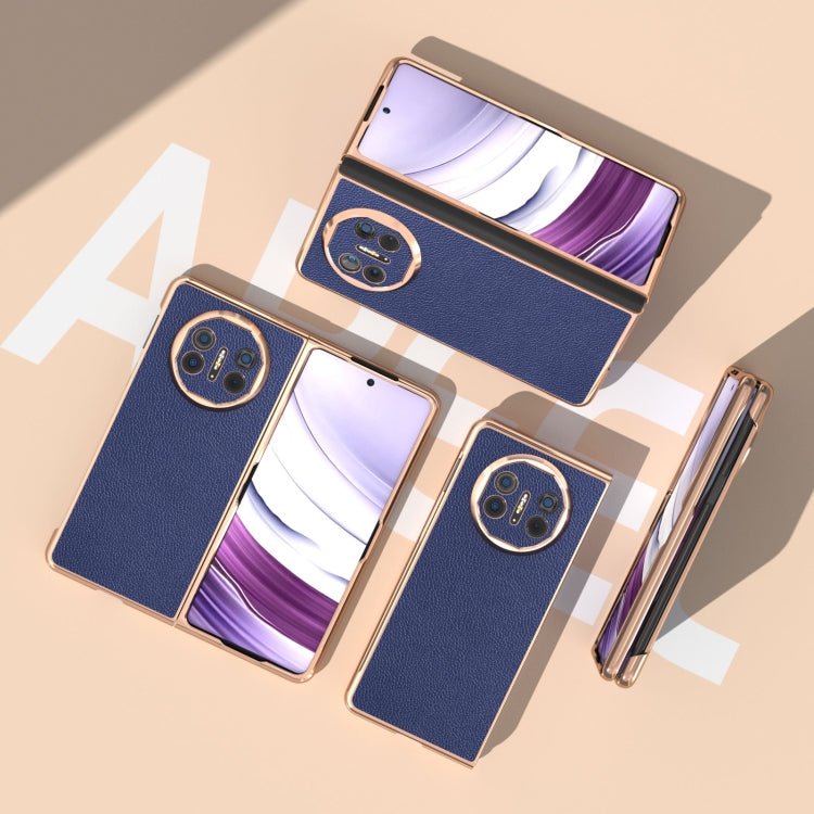 For Huawei Mate X5 Genuine Leather Mino Series Nano Plating Phone Case(Royal Blue) - Huawei Cases by PMC TechLife | Online Shopping South Africa | PMC TechLife | Buy Now Pay Later Mobicred