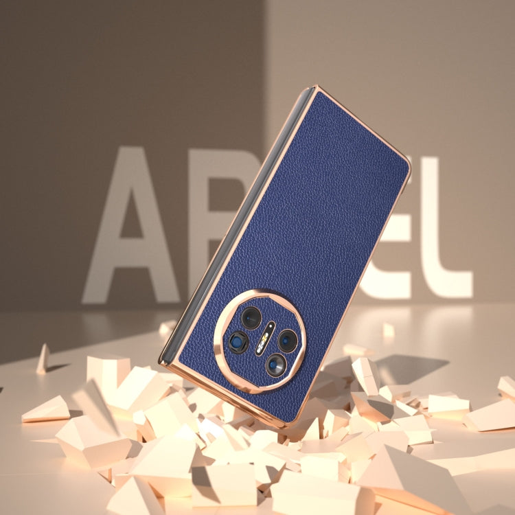 For Huawei Mate X5 Genuine Leather Mino Series Nano Plating Phone Case(Royal Blue) - Huawei Cases by PMC TechLife | Online Shopping South Africa | PMC TechLife | Buy Now Pay Later Mobicred