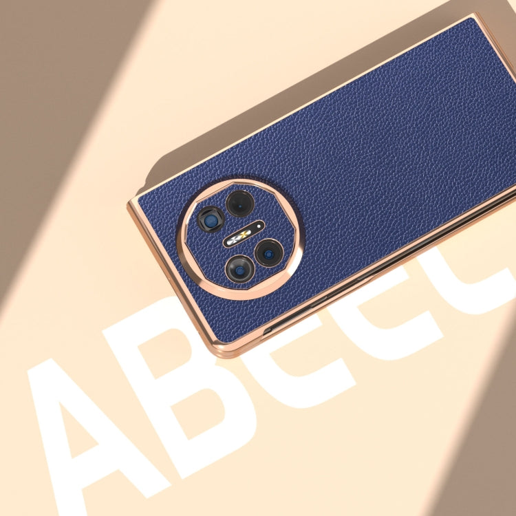 For Huawei Mate X5 Genuine Leather Mino Series Nano Plating Phone Case(Royal Blue) - Huawei Cases by PMC TechLife | Online Shopping South Africa | PMC TechLife | Buy Now Pay Later Mobicred