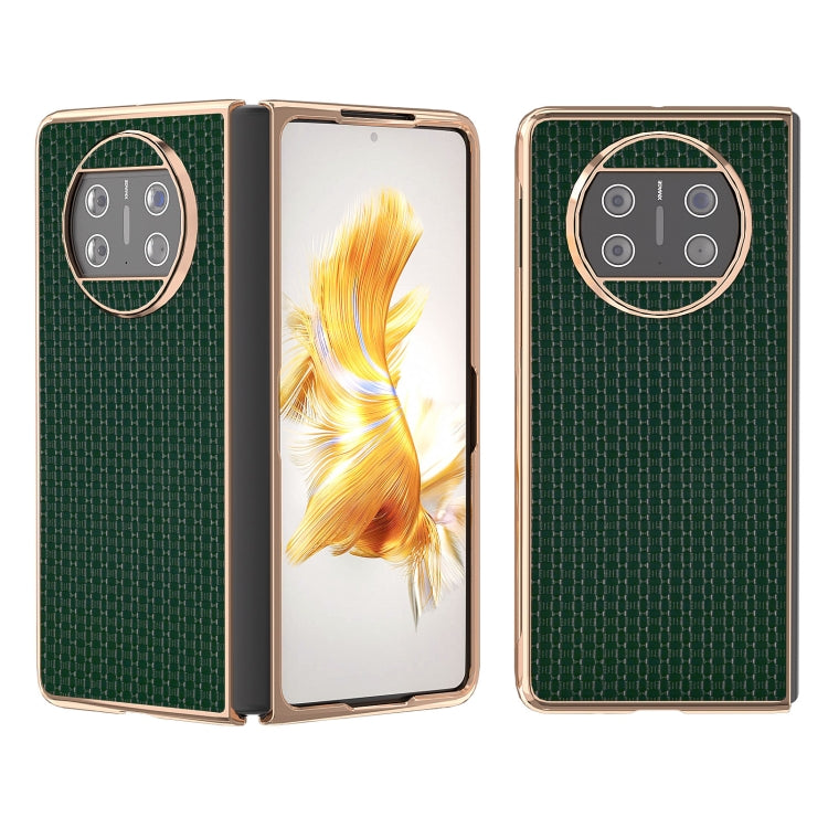 For Huawei Mate X3 Genuine Leather Luxury Series Nano Plating Phone Case(Dark Green) - Huawei Cases by PMC TechLife | Online Shopping South Africa | PMC TechLife | Buy Now Pay Later Mobicred