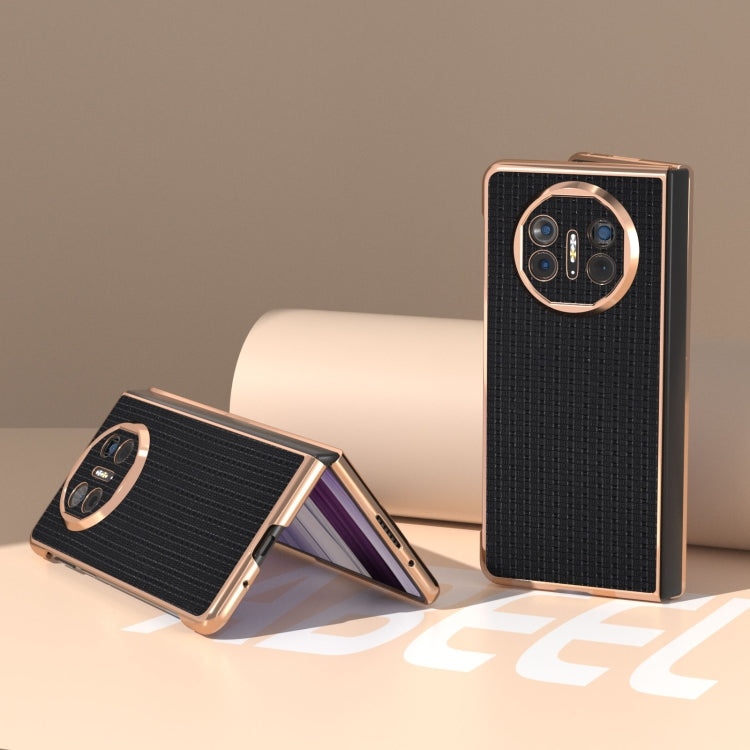 For Huawei Mate X5 Genuine Leather Luxury Series Nano Plating Phone Case(Black) - Huawei Cases by PMC TechLife | Online Shopping South Africa | PMC TechLife | Buy Now Pay Later Mobicred
