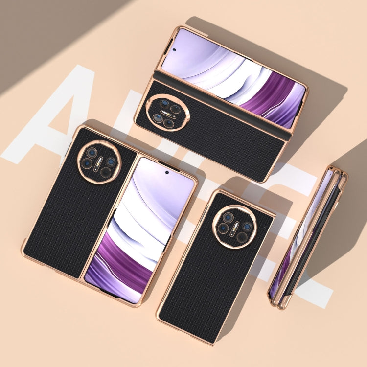 For Huawei Mate X5 Genuine Leather Luxury Series Nano Plating Phone Case(Black) - Huawei Cases by PMC TechLife | Online Shopping South Africa | PMC TechLife | Buy Now Pay Later Mobicred