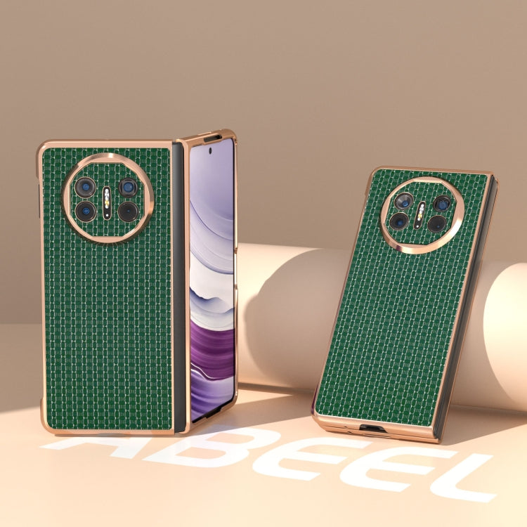 For Huawei Mate X5 Genuine Leather Luxury Series Nano Plating Phone Case(Dark Green) - Huawei Cases by PMC TechLife | Online Shopping South Africa | PMC TechLife | Buy Now Pay Later Mobicred