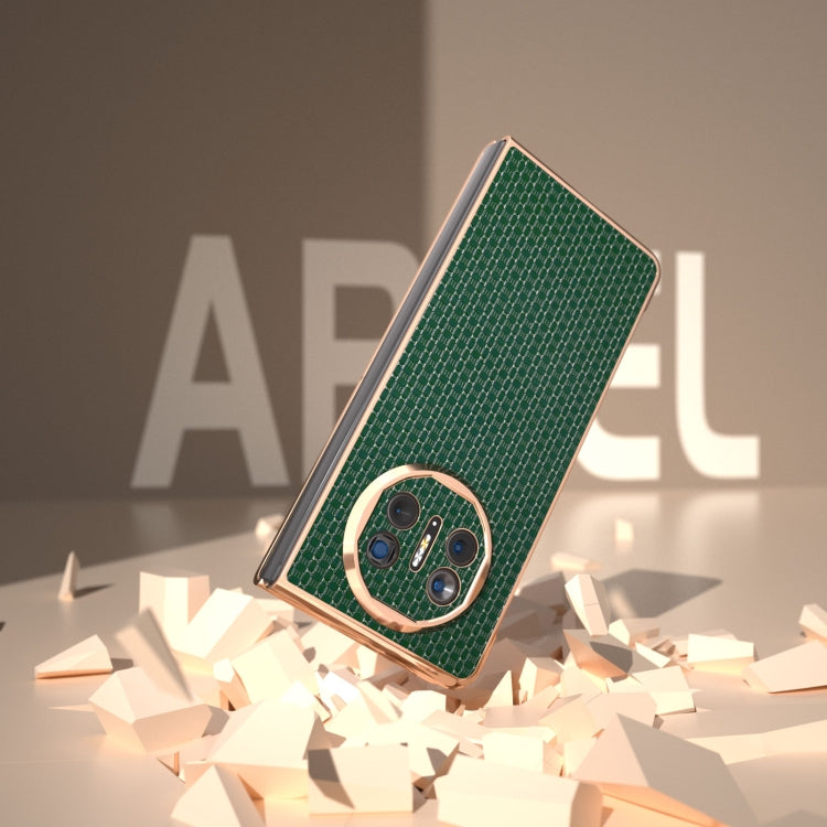 For Huawei Mate X5 Genuine Leather Luxury Series Nano Plating Phone Case(Dark Green) - Huawei Cases by PMC TechLife | Online Shopping South Africa | PMC TechLife | Buy Now Pay Later Mobicred