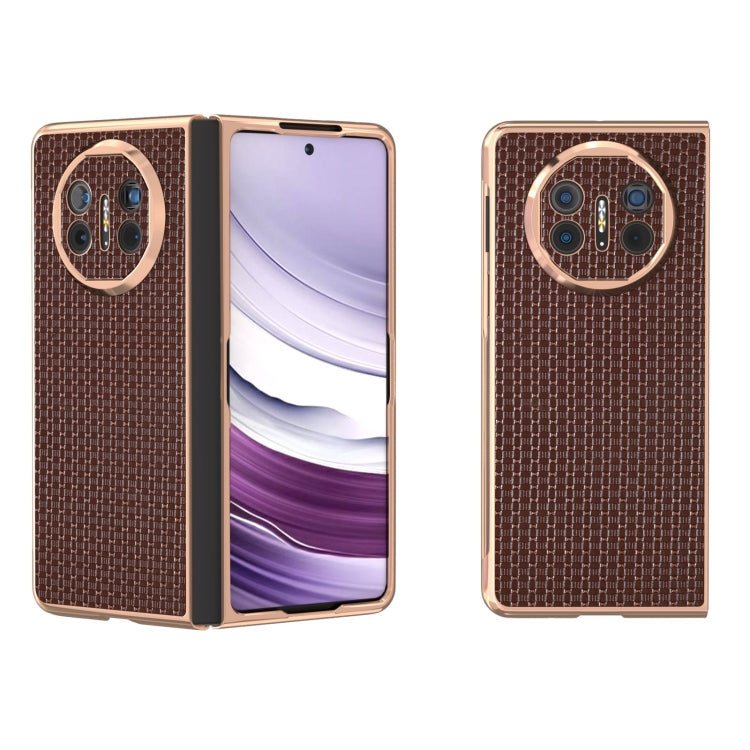 For Huawei Mate X5 Genuine Leather Luxury Series Nano Plating Phone Case(Coffee) - Huawei Cases by PMC TechLife | Online Shopping South Africa | PMC TechLife | Buy Now Pay Later Mobicred