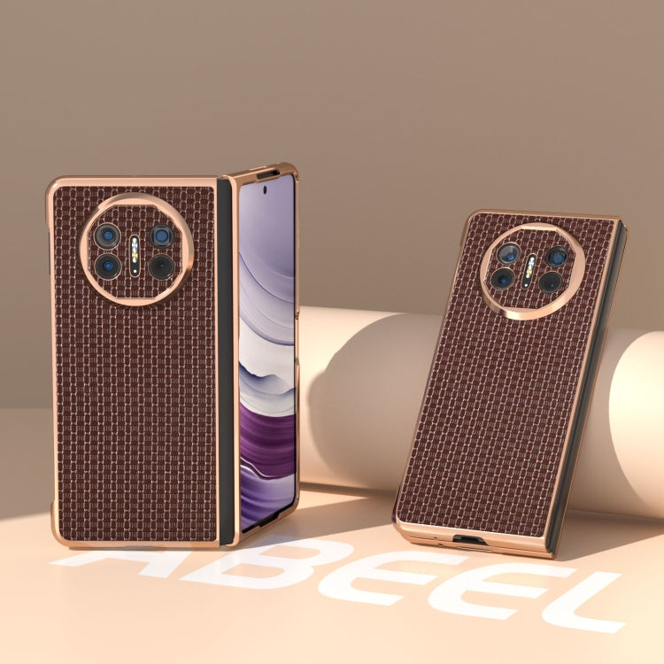 For Huawei Mate X5 Genuine Leather Luxury Series Nano Plating Phone Case(Coffee) - Huawei Cases by PMC TechLife | Online Shopping South Africa | PMC TechLife | Buy Now Pay Later Mobicred