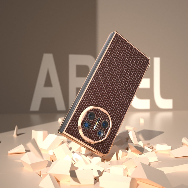 For Huawei Mate X5 Genuine Leather Luxury Series Nano Plating Phone Case(Coffee) - Huawei Cases by PMC TechLife | Online Shopping South Africa | PMC TechLife | Buy Now Pay Later Mobicred