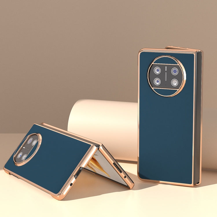 For Huawei Mate X3 Genuine Leather Silk Series Nano Plating Phone Case(Blue) - Huawei Cases by PMC TechLife | Online Shopping South Africa | PMC TechLife | Buy Now Pay Later Mobicred