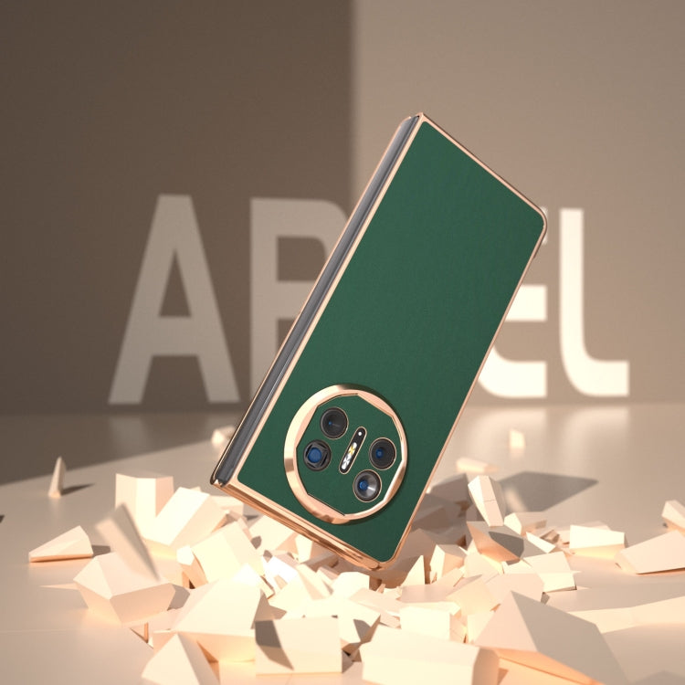 For Huawei Mate X5 Genuine Leather Silk Series Nano Plating Phone Case(Dark Green) - Huawei Cases by PMC TechLife | Online Shopping South Africa | PMC TechLife | Buy Now Pay Later Mobicred