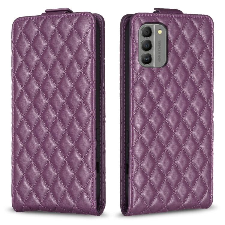 For Nokia G310 Diamond Lattice Vertical Flip Leather Phone Case(Dark Purple) - Nokia Cases by PMC TechLife | Online Shopping South Africa | PMC TechLife | Buy Now Pay Later Mobicred