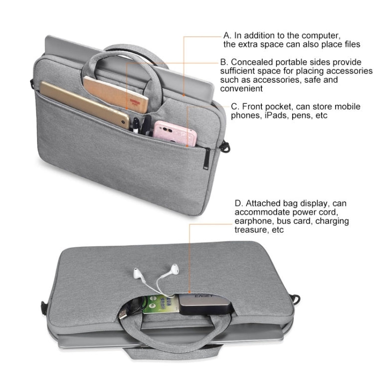 For 15.6 inch ST01S Waterproof Oxford Laptop Diagonal Shoulder Handbag(Light Grey) - free shipping - PMC Jewellery - Order now!