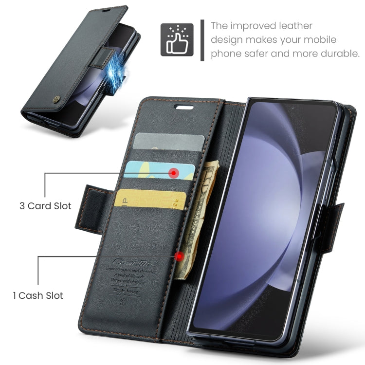 For Samsung Galaxy Z Fold5 CaseMe 023 Butterfly Buckle Litchi Texture RFID Anti-theft Leather Phone Case(Black) - free shipping - PMC Jewellery - Order now!