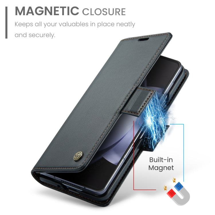 For Samsung Galaxy Z Fold5 CaseMe 023 Butterfly Buckle Litchi Texture RFID Anti-theft Leather Phone Case(Black) - free shipping - PMC Jewellery - Order now!