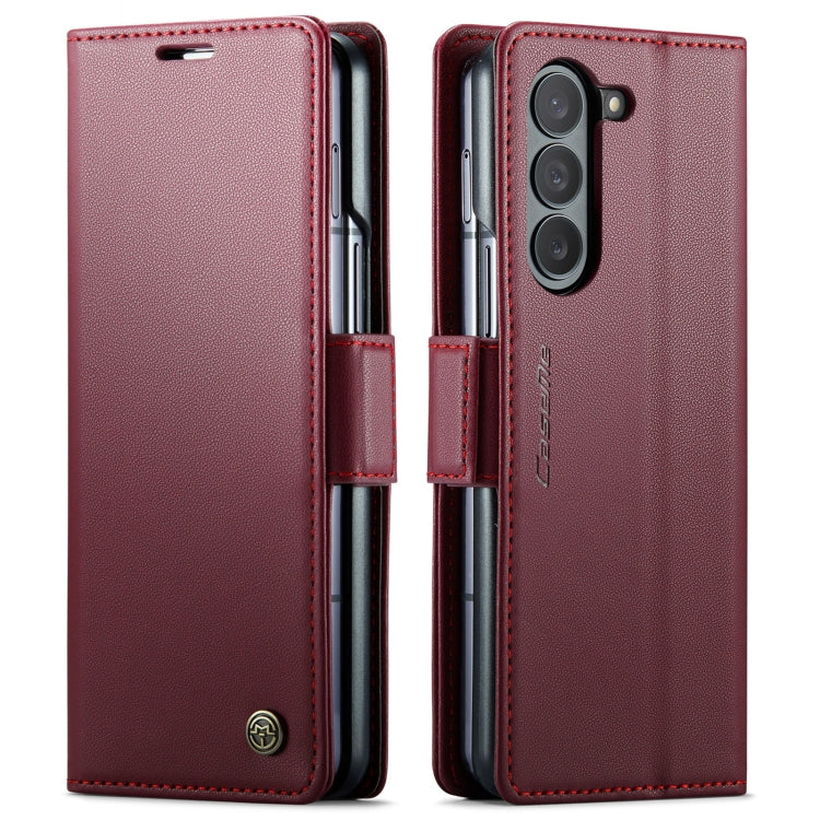 For Samsung Galaxy Z Fold5 CaseMe 023 Butterfly Buckle Litchi Texture RFID Anti-theft Leather Phone Case(Wine Red) - Galaxy Z Fold5 Cases by CaseMe | Online Shopping South Africa | PMC TechLife | Buy Now Pay Later Mobicred