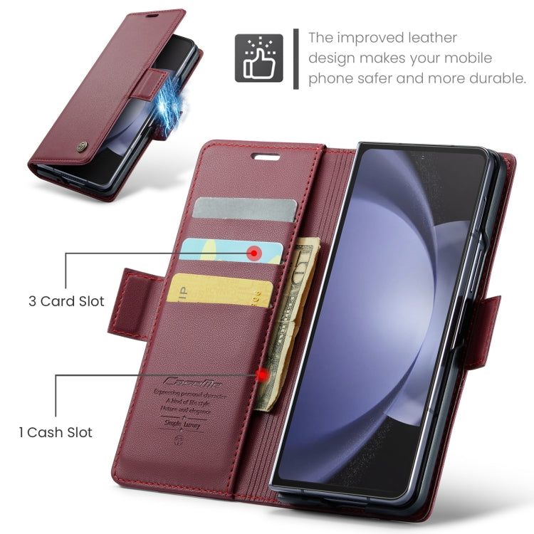 For Samsung Galaxy Z Fold5 CaseMe 023 Butterfly Buckle Litchi Texture RFID Anti-theft Leather Phone Case(Wine Red) - Galaxy Z Fold5 Cases by CaseMe | Online Shopping South Africa | PMC TechLife | Buy Now Pay Later Mobicred