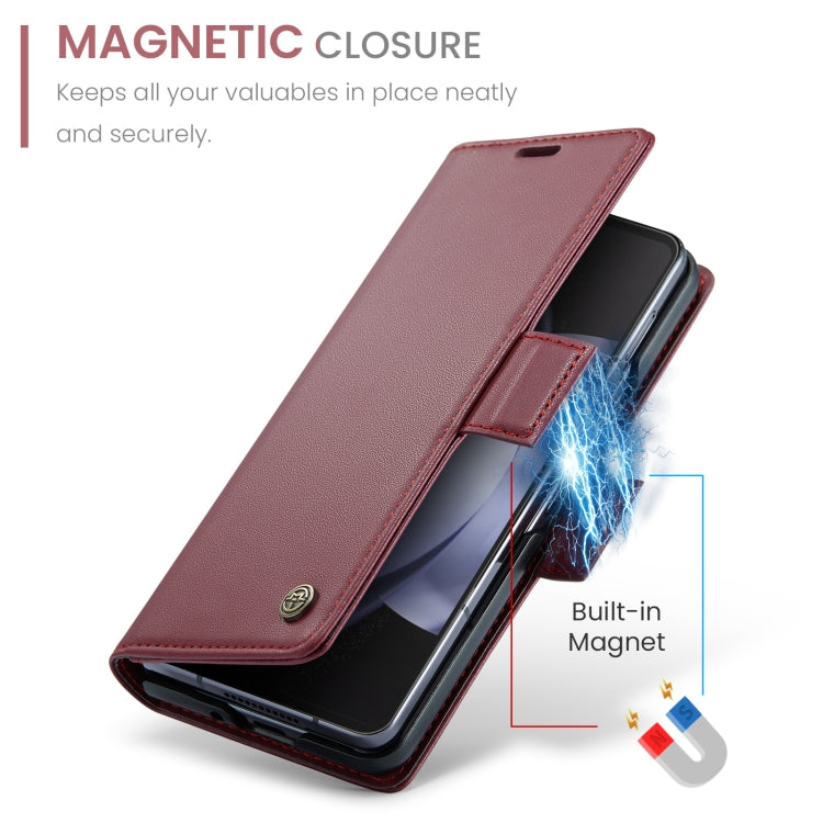 For Samsung Galaxy Z Fold5 CaseMe 023 Butterfly Buckle Litchi Texture RFID Anti-theft Leather Phone Case(Wine Red) - Galaxy Z Fold5 Cases by CaseMe | Online Shopping South Africa | PMC TechLife | Buy Now Pay Later Mobicred