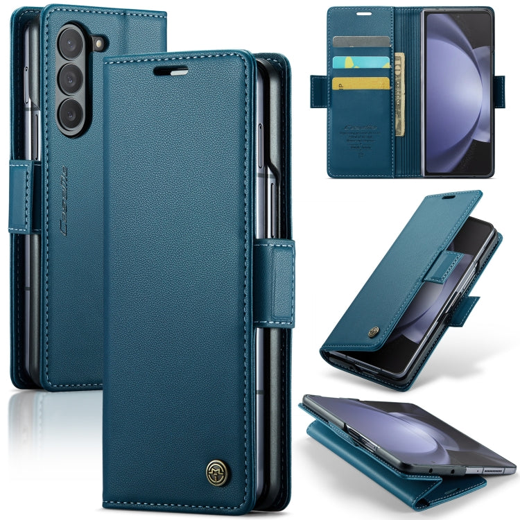 For Samsung Galaxy Z Fold5 CaseMe 023 Butterfly Buckle Litchi Texture RFID Anti-theft Leather Phone Case(Blue) - Galaxy Z Fold5 Cases by CaseMe | Online Shopping South Africa | PMC TechLife | Buy Now Pay Later Mobicred