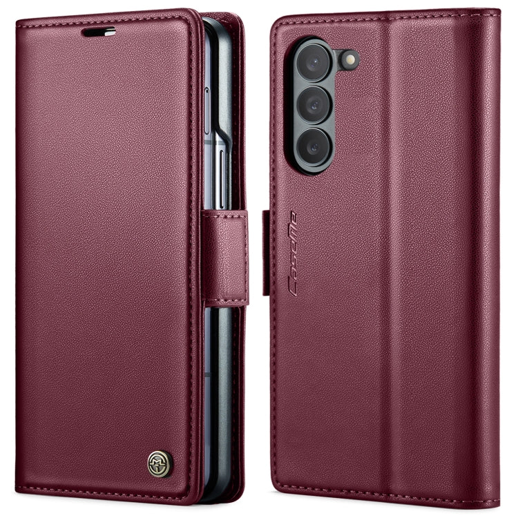 For Samsung Galaxy Z Fold6 5G CaseMe 023 Butterfly Buckle Litchi Texture RFID Anti-theft Leather Phone Case(Wine Red) - free shipping - PMC Jewellery - Order now!