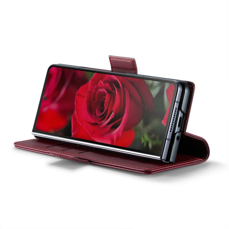 For Samsung Galaxy Z Fold6 5G CaseMe 023 Butterfly Buckle Litchi Texture RFID Anti-theft Leather Phone Case(Wine Red) - free shipping - PMC Jewellery - Order now!
