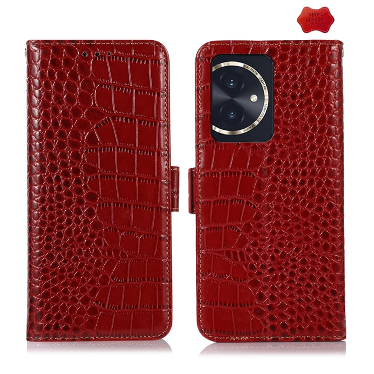 For Honor 100 Crocodile Top Layer Cowhide Leather Phone Case(Red) - Honor Cases by PMC TechLife | Online Shopping South Africa | PMC TechLife | Buy Now Pay Later Mobicred