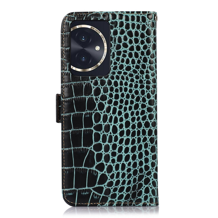 For Honor 100 Crocodile Top Layer Cowhide Leather Phone Case(Green) - Honor Cases by PMC TechLife | Online Shopping South Africa | PMC TechLife | Buy Now Pay Later Mobicred