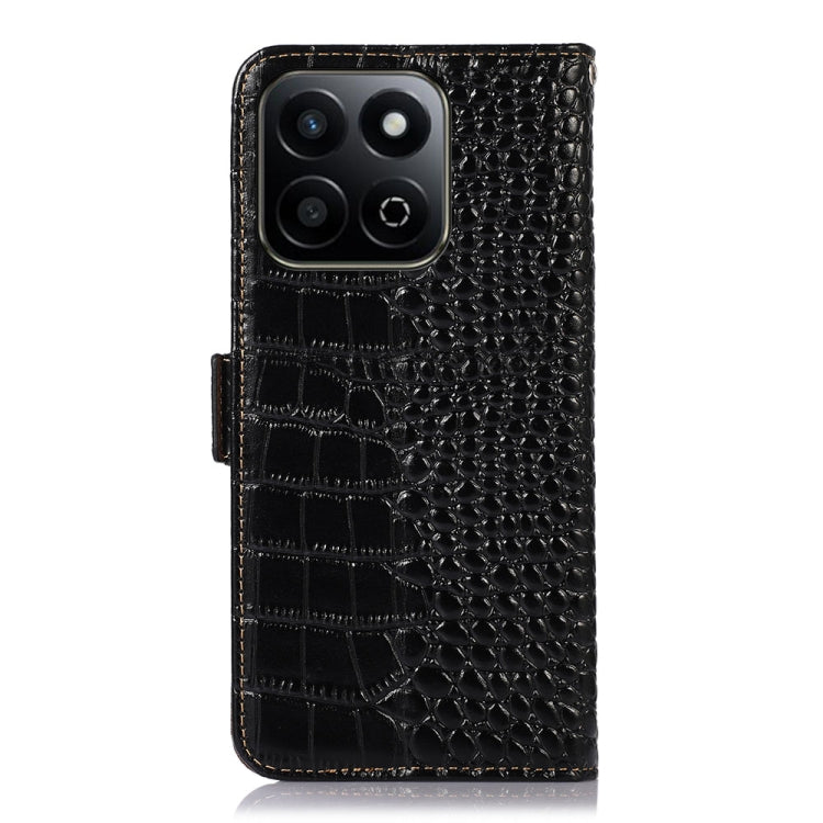 For Honor Play 60 Plus / 200 Smart Crocodile Top Layer Cowhide Leather Phone Case(Black) - Honor Cases by PMC TechLife | Online Shopping South Africa | PMC TechLife | Buy Now Pay Later Mobicred