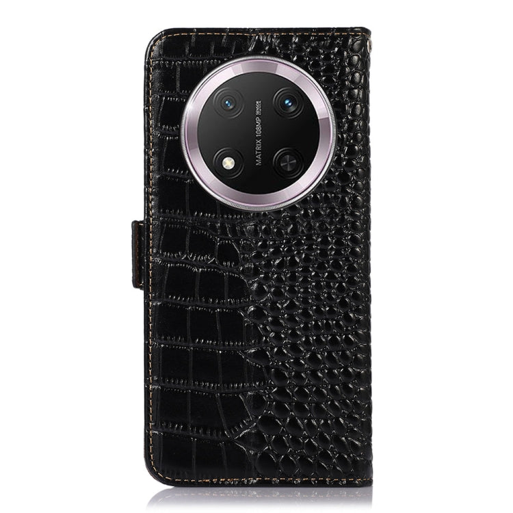 For Honor X9c 5G Global Crocodile Top Layer Cowhide Leather Phone Case(Black) - Honor Cases by PMC TechLife | Online Shopping South Africa | PMC TechLife | Buy Now Pay Later Mobicred