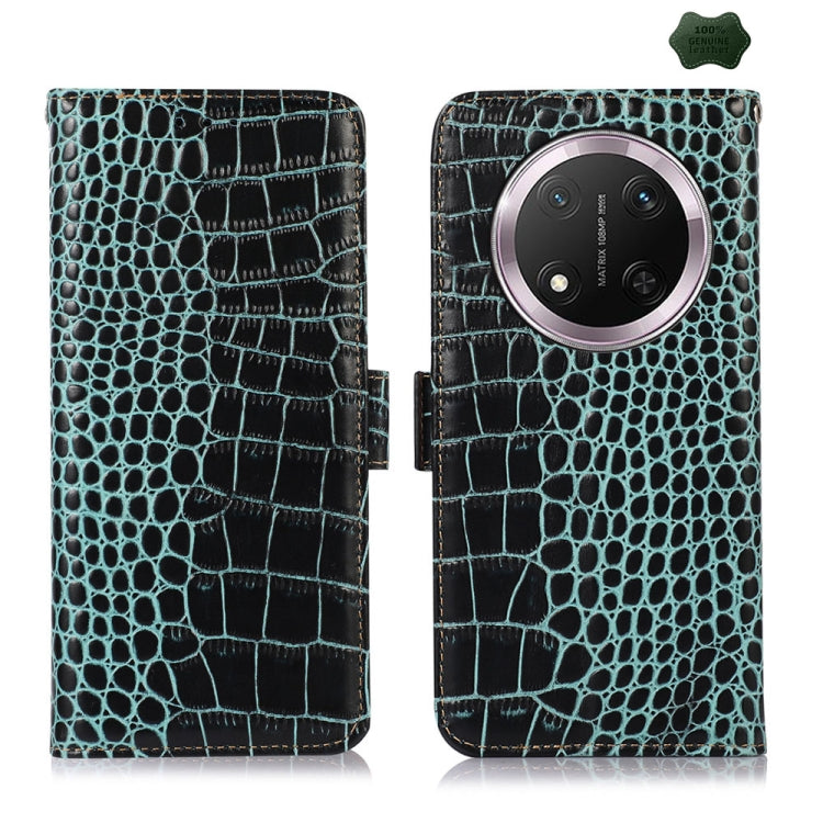 For Honor X9c 5G Global Crocodile Top Layer Cowhide Leather Phone Case(Green) - Honor Cases by PMC TechLife | Online Shopping South Africa | PMC TechLife | Buy Now Pay Later Mobicred