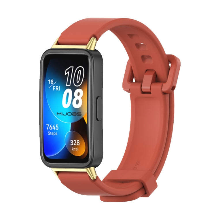 For Huawei Band 8 / 9 / 10 Mijobs Silicone Breathable Watch Band(Orange+Gold) - Watch Bands by MIJOBS | Online Shopping South Africa | PMc TechLife | Buy Now Pay Later Mobicred