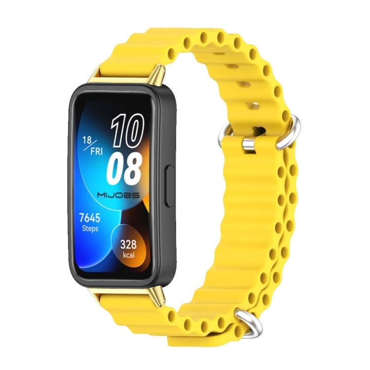 For Huawei Band 8 / 9 / 10 Mijobs Marine Silicone Breathable Watch Band(Yellow+Gold) - Watch Bands by MIJOBS | Online Shopping South Africa | PMc TechLife | Buy Now Pay Later Mobicred
