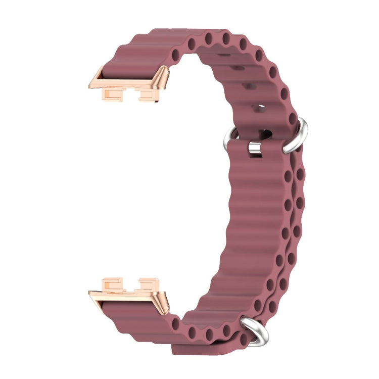 For Huawei Band 8 Mijobs Marine Silicone Breathable Watch Band(Wine Red+Rose Gold) - Watch Bands by MIJOBS | Online Shopping South Africa | PMC TechLife
