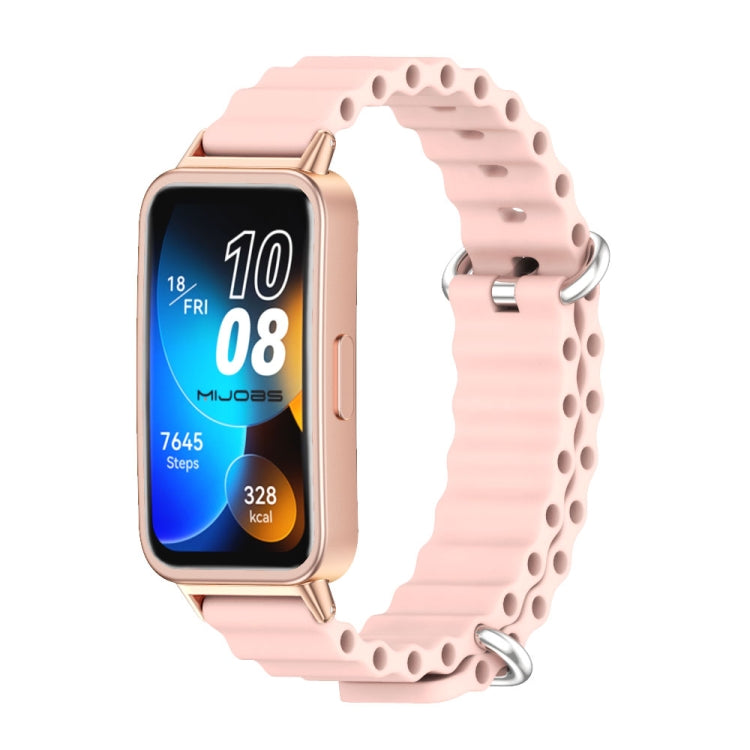 For Huawei Band 8 / 9 / 10 Mijobs Marine Silicone Breathable Watch Band(Pink+Rose Gold) - free shipping - PMc TechLife - Order now!