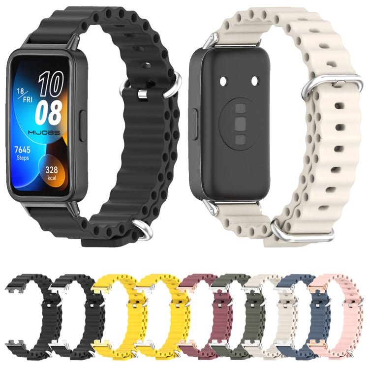 For Huawei Band 8 / 9 / 10 Mijobs Marine Silicone Breathable Watch Band(Yellow+Gold) - Watch Bands by MIJOBS | Online Shopping South Africa | PMc TechLife | Buy Now Pay Later Mobicred
