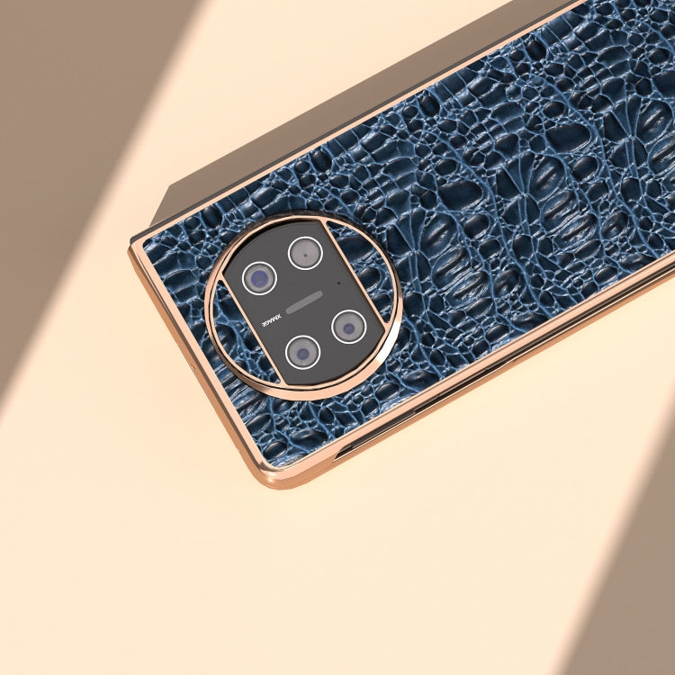 For Huawei Mate X3 Nano Plating Genuine Leather Sky Series Phone Case(Blue) - Huawei Cases by PMC TechLife | Online Shopping South Africa | PMC TechLife | Buy Now Pay Later Mobicred