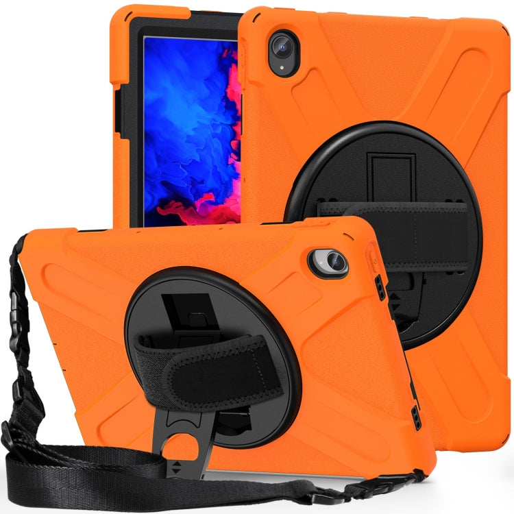 For Lenovo Tab P11 Silicone Hybrid PC Tablet Case with Grip & Shoulder Strap(Orange) - Lenovo by PMC Jewellery | Online Shopping South Africa | PMC Jewellery | Buy Now Pay Later Mobicred