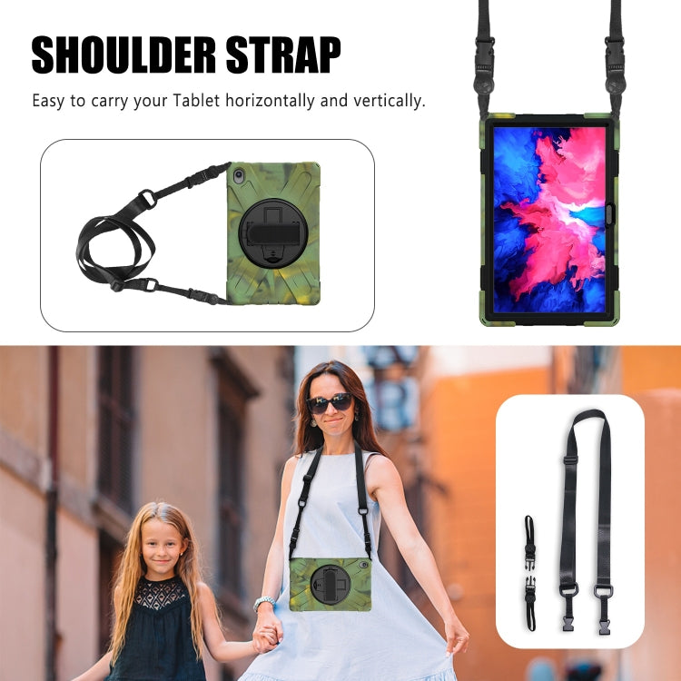 For Lenovo Tab P11 Silicone Hybrid PC Tablet Case with Grip & Shoulder Strap(Camouflage) - Lenovo by PMC Jewellery | Online Shopping South Africa | PMC Jewellery | Buy Now Pay Later Mobicred