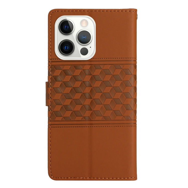 For iPhone 16 Pro Max Diamond Embossed Skin Feel Leather Phone Case(Brown) - free shipping - PMC TechLife - Order now!