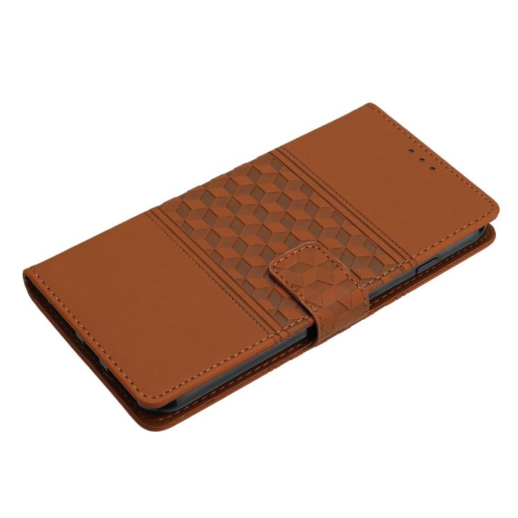 For iPhone 16e Diamond Embossed Skin Feel Leather Phone Case(Brown) - iPhone 16e Cases by PMC TechLife | Online Shopping South Africa | PMC TechLife | Buy Now Pay Later Mobicred