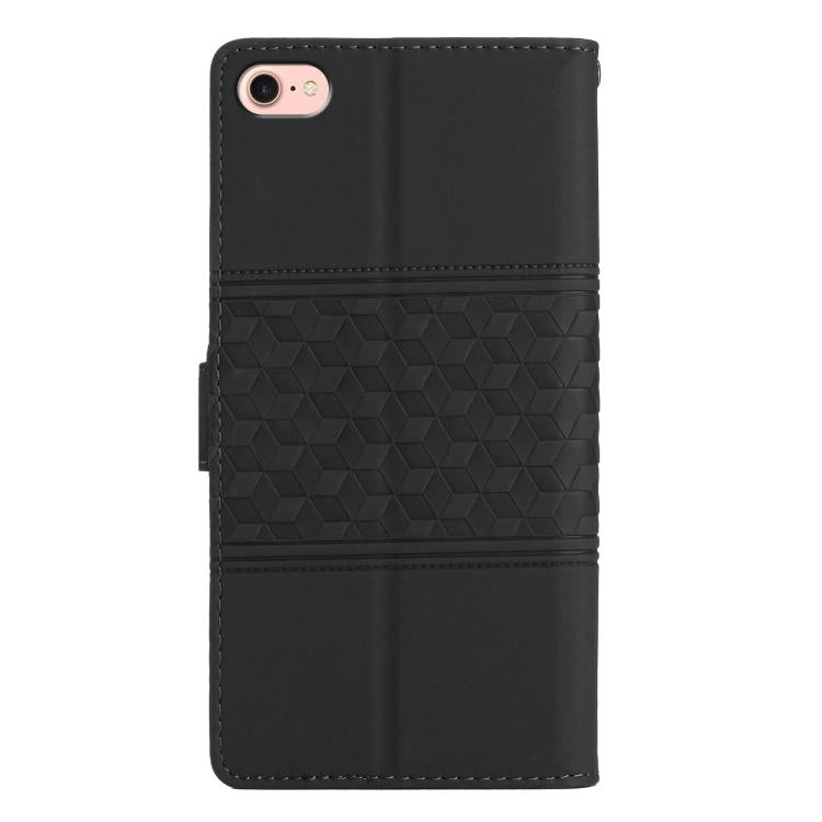 For iPhone 16e Diamond Embossed Skin Feel Leather Phone Case(Black) - iPhone 16e Cases by PMC TechLife | Online Shopping South Africa | PMC TechLife | Buy Now Pay Later Mobicred