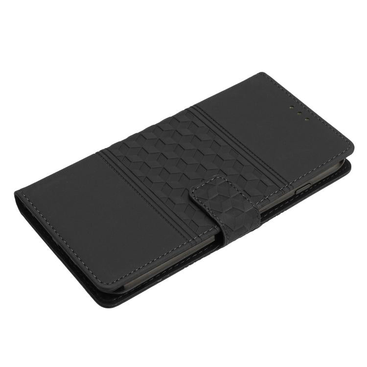 For iPhone 16e Diamond Embossed Skin Feel Leather Phone Case(Black) - iPhone 16e Cases by PMC TechLife | Online Shopping South Africa | PMC TechLife | Buy Now Pay Later Mobicred