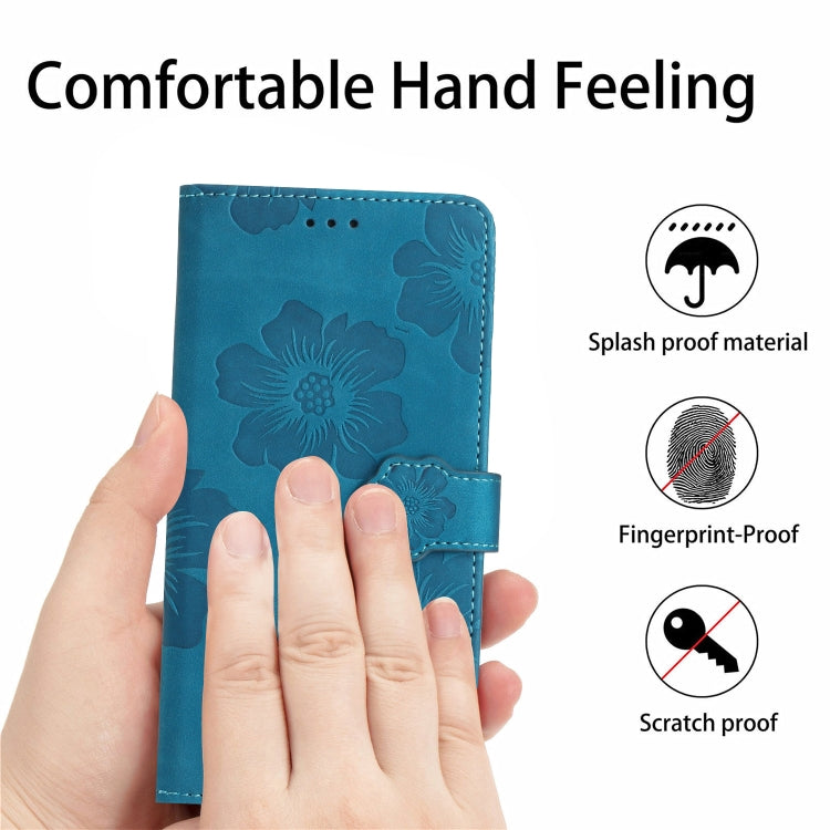 For iPhone 16 Pro Flower Embossing Pattern Leather Phone Case(Blue) - iPhone 16 Pro Cases by PMC TechLife | Online Shopping South Africa | PMC TechLife | Buy Now Pay Later Mobicred