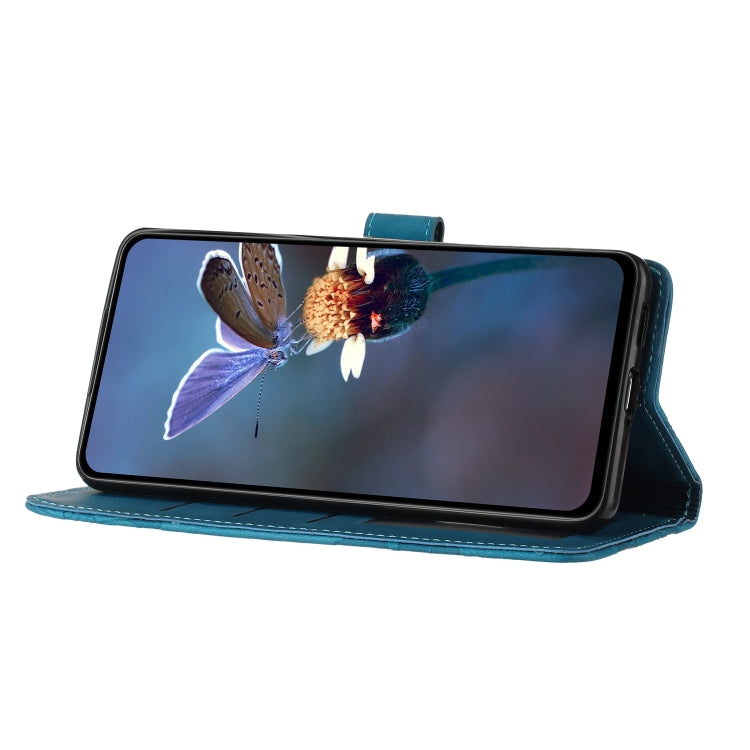 For iPhone 16 Pro Max Flower Embossing Pattern Leather Phone Case(Blue) - iPhone 16 Pro Max Cases by PMC TechLife | Online Shopping South Africa | PMC TechLife | Buy Now Pay Later Mobicred