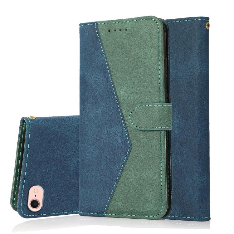 For iPhone 16e Dual-color Stitching Leather Phone Case(Blue Green) - free shipping - PMC TechLife - Order now!