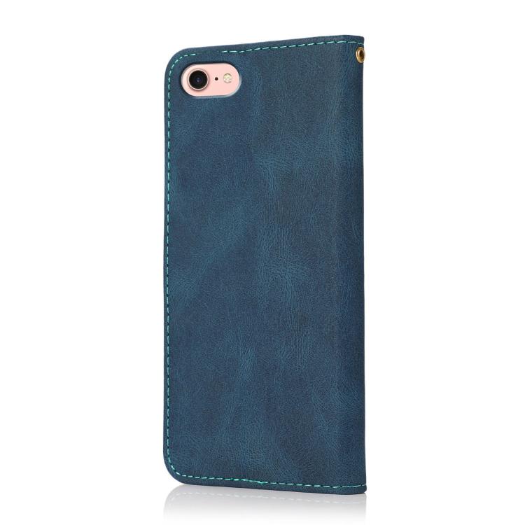 For iPhone 16e Dual-color Stitching Leather Phone Case(Blue Green) - free shipping - PMC TechLife - Order now!
