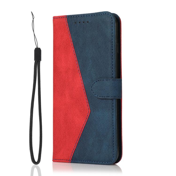 For iPhone 16e Dual-color Stitching Leather Phone Case(Red Blue) - iPhone 16e Cases by PMC TechLife | Online Shopping South Africa | PMC TechLife | Buy Now Pay Later Mobicred