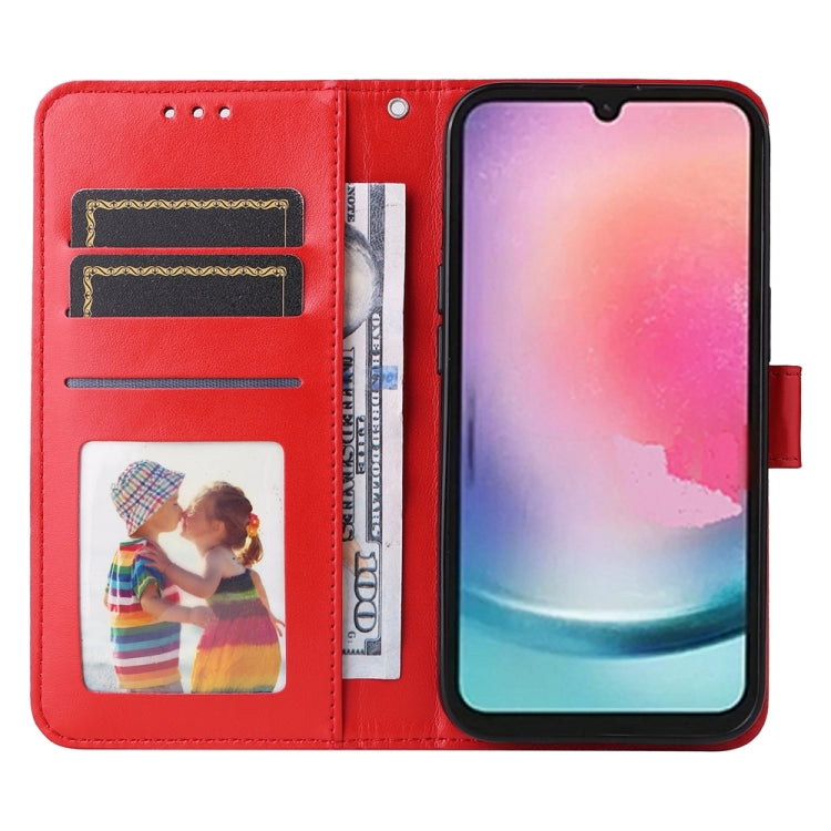 For Samsung Galaxy A25 5G Global Embossed Sunflower Leather Phone Case(Red) - Galaxy Phone Cases by PMC TechLife | Online Shopping South Africa | PMC TechLife