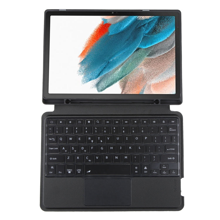 TA08B-AS Pivot Backlight Lower Pen Slot Bluetooth Keyboard Leather Case For Samsung Galaxy Tab A8 10.5/X205/X200(Black) - Samsung Keyboard by PMC TechLife | Online Shopping South Africa | PMC TechLife