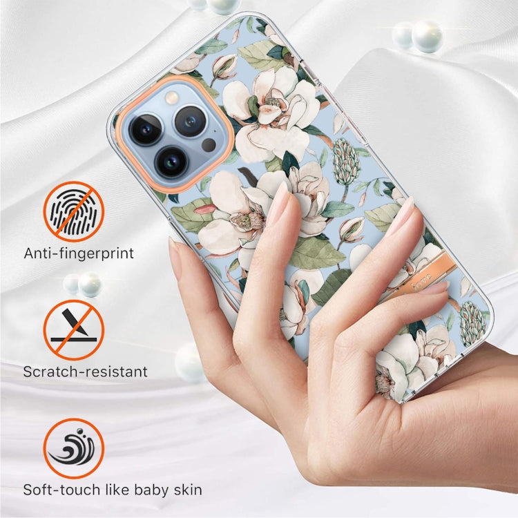 For iPhone 16 Pro Max Flowers and Plants Series IMD TPU Phone Case(Green Gardenia) - iPhone 16 Pro Max Cases by PMC TechLife | Online Shopping South Africa | PMC TechLife | Buy Now Pay Later Mobicred