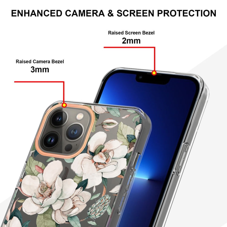 For iPhone 16 Pro Max Flowers and Plants Series IMD TPU Phone Case(Green Gardenia) - iPhone 16 Pro Max Cases by PMC TechLife | Online Shopping South Africa | PMC TechLife | Buy Now Pay Later Mobicred