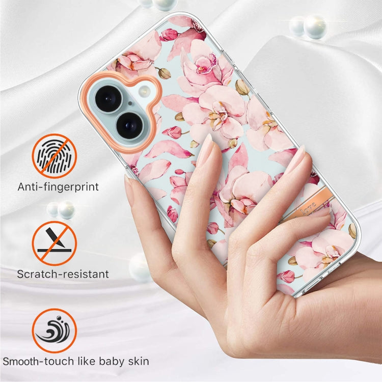 For iPhone 16 Plus Flowers and Plants Series IMD TPU Phone Case(Pink Gardenia) - free shipping - PMC TechLife - Order now!